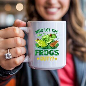 Who Let The Frogs Out Funny Frog Coffee Mug 11oz Gift USA For Anyone